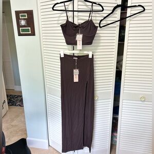 NWT Oh Polly Chocolate Brown Two-Piece Set, Sz 8